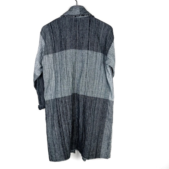 Eileen Fisher Hazy Blocks Shawl Collar Long Jacket - Picture 11 of 15